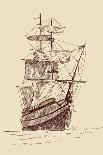 Vintage Old Ships Illustration.-VladisChern-Art Print