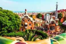 The Famous Summer Park Guell Over Bright Blue Sky In Barcelona, Spain-Vladitto-Art Print