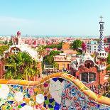 Ceramic Mosaic Park Guell in Barcelona, Spain. Park Guell is the Famous Architectural Town Art Desi-Vladitto-Photographic Print
