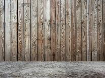 Old Room with Concrete Wall and Wooden Floor-Vlntn-Photographic Print