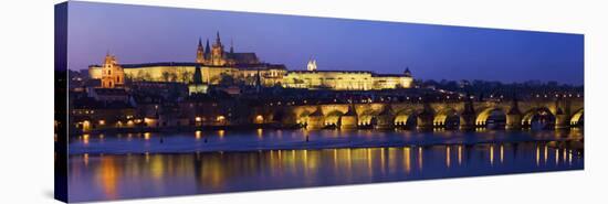 Vltava with Charles Bridge and Prague Castle, Central Bohemian Region, Czech Republic-null-Stretched Canvas