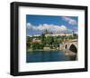 Vltava with Charles Bridge and Prague Castle, Prague, Bohemia, Czech Republic-null-Framed Art Print