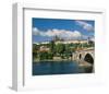 Vltava with Charles Bridge and Prague Castle, Prague, Bohemia, Czech Republic-null-Framed Art Print