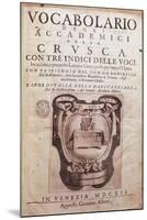 Vocabulary of Accademia Della Crusca Frontispiece Published in Venice, 1612-null-Mounted Giclee Print