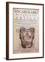 Vocabulary of Accademia Della Crusca Frontispiece Published in Venice, 1612-null-Framed Giclee Print