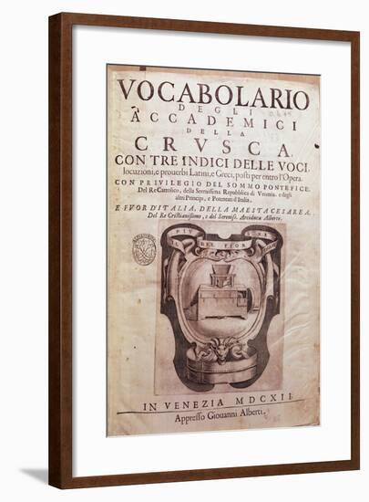 Vocabulary of Accademia Della Crusca Frontispiece Published in Venice, 1612-null-Framed Giclee Print