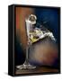 Vodka Martini Spilling from a Bent Martini Glass with Ice Cube-Jeff Sarpa-Framed Stretched Canvas