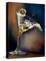 Vodka Martini Spilling from a Bent Martini Glass with Ice Cube-Jeff Sarpa-Stretched Canvas