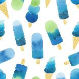 Seamless Pattern with Hand Drawn Watercolor Ice Cream.-Vodoleyka-Stretched Canvas