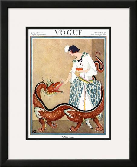Vogue Cover - February 1923-George Wolfe Plank-Framed Giclee Print