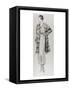 Vogue - June 1934 - Woman in Striped Coat-Lemon-Framed Stretched Canvas
