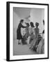 Vogue Magazine Editor Bettina Ballard Directing and prepping models for Photo Shoot at Studio-Nat Farbman-Framed Premium Photographic Print