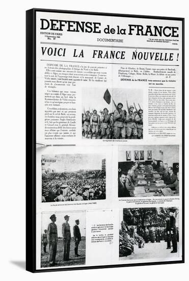 Voici La France Nouvelle, Front Page of 'Defense De La France', Published September 3 1943-null-Framed Stretched Canvas