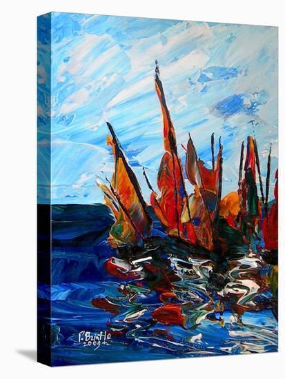 Voiliers au port a bainet, 2009-Patricia Brintle-Stretched Canvas