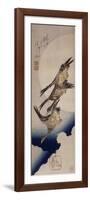 Vol d'oies sauvages sur fonds de lune-Ando Hiroshige-Framed Premium Giclee Print