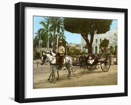 Volante at the Plaza De Armas, Havana, 1904-null-Framed Giclee Print