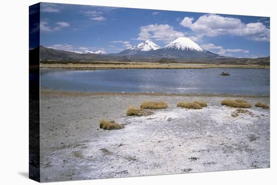 Volcan Parinacota on Right, Volcan Pomerape on Left, Volcanoes in the Lauca National Park, Chile-Geoff Renner-Stretched Canvas