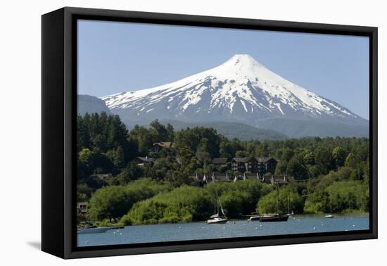 Volcan Villarrica and Lao Villarrica at Pucon, Lakes District, Southern Chile, South America-Tony-Framed Stretched Canvas