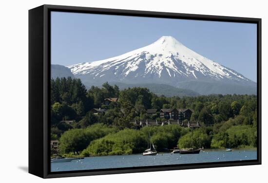 Volcan Villarrica and Lao Villarrica at Pucon, Lakes District, Southern Chile, South America-Tony-Framed Stretched Canvas