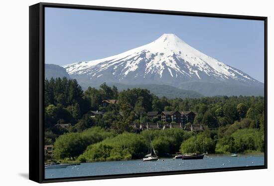 Volcan Villarrica and Lao Villarrica at Pucon, Lakes District, Southern Chile, South America-Tony-Framed Stretched Canvas