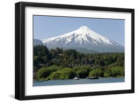 Volcan Villarrica and Lao Villarrica at Pucon, Lakes District, Southern Chile, South America-Tony-Framed Photographic Print