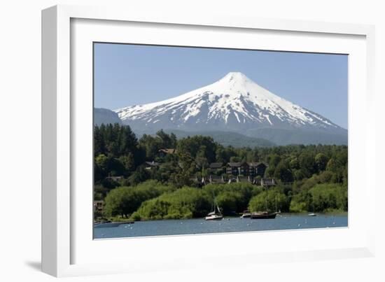 Volcan Villarrica and Lao Villarrica at Pucon, Lakes District, Southern Chile, South America-Tony-Framed Photographic Print