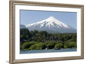 Volcan Villarrica and Lao Villarrica at Pucon, Lakes District, Southern Chile, South America-Tony-Framed Photographic Print