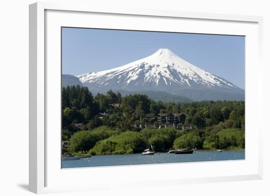 Volcan Villarrica and Lao Villarrica at Pucon, Lakes District, Southern Chile, South America-Tony-Framed Photographic Print