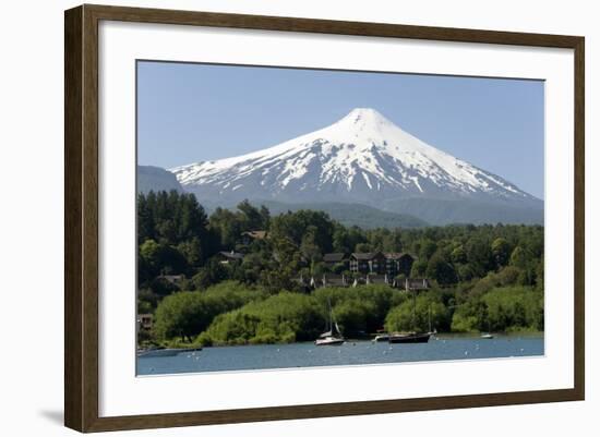 Volcan Villarrica and Lao Villarrica at Pucon, Lakes District, Southern Chile, South America-Tony-Framed Photographic Print