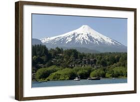 Volcan Villarrica and Lao Villarrica at Pucon, Lakes District, Southern Chile, South America-Tony-Framed Photographic Print