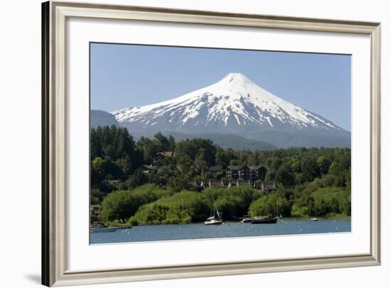 Volcan Villarrica and Lao Villarrica at Pucon, Lakes District, Southern Chile, South America-Tony-Framed Photographic Print