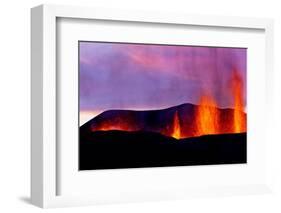 Volcanic eruption near Eyjafjallajoekull glacier, Iceland-Uri Golman-Framed Photographic Print