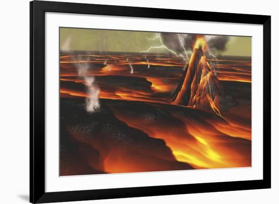 Volcanic Eruption on an Alien Planet-null-Framed Art Print