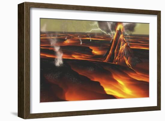 Volcanic Eruption on an Alien Planet-null-Framed Art Print