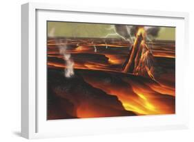 Volcanic Eruption on an Alien Planet-null-Framed Art Print