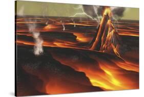 Volcanic Eruption on an Alien Planet-null-Stretched Canvas