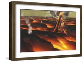 Volcanic Eruption on an Alien Planet-null-Framed Premium Giclee Print