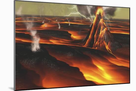 Volcanic Eruption on an Alien Planet-null-Mounted Premium Giclee Print