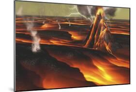 Volcanic Eruption on an Alien Planet-null-Mounted Premium Giclee Print