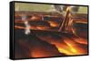 Volcanic Eruption on an Alien Planet-null-Framed Stretched Canvas