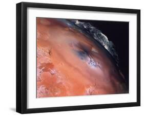 Volcanic Eruptions of Pele on Moon Io Taken by Spacecraft Voyager 2-null-Framed Photographic Print