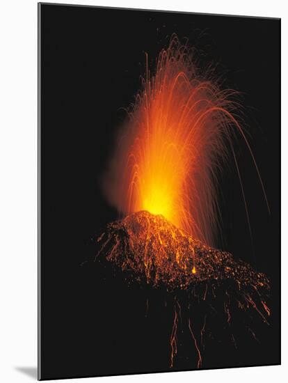 Volcanic Explosion at Night-null-Mounted Photographic Print