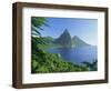 Volcanic Peaks of the Pitons, Soufriere Bay, St. Lucia, Caribbean, West Indies, Central America-Gavin Hellier-Framed Photographic Print