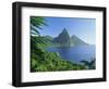 Volcanic Peaks of the Pitons, Soufriere Bay, St. Lucia, Caribbean, West Indies, Central America-Gavin Hellier-Framed Photographic Print