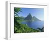 Volcanic Peaks of the Pitons, Soufriere Bay, St. Lucia, Caribbean, West Indies, Central America-Gavin Hellier-Framed Photographic Print