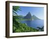 Volcanic Peaks of the Pitons, Soufriere Bay, St. Lucia, Caribbean, West Indies, Central America-Gavin Hellier-Framed Photographic Print