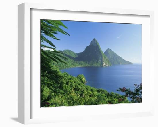 Volcanic Peaks of the Pitons, Soufriere Bay, St. Lucia, Caribbean, West Indies, Central America-Gavin Hellier-Framed Photographic Print