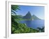 Volcanic Peaks of the Pitons, Soufriere Bay, St. Lucia, Caribbean, West Indies, Central America-Gavin Hellier-Framed Photographic Print