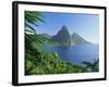 Volcanic Peaks of the Pitons, Soufriere Bay, St. Lucia, Caribbean, West Indies, Central America-Gavin Hellier-Framed Photographic Print