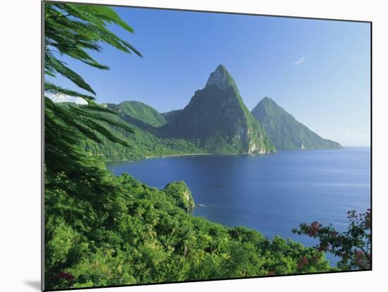 Volcanic Peaks of the Pitons, Soufriere Bay, St. Lucia, Caribbean, West Indies, Central America-Gavin Hellier-Mounted Photographic Print